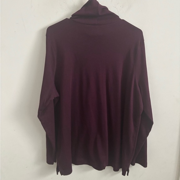 Lands’ End Womens Blouse Burgundy 2XL Turtleneck Supima Cotton Shaped Fit Career - Picture 3 of 7